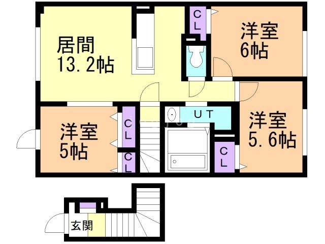 苫小牧市ときわ町のアパートの間取り