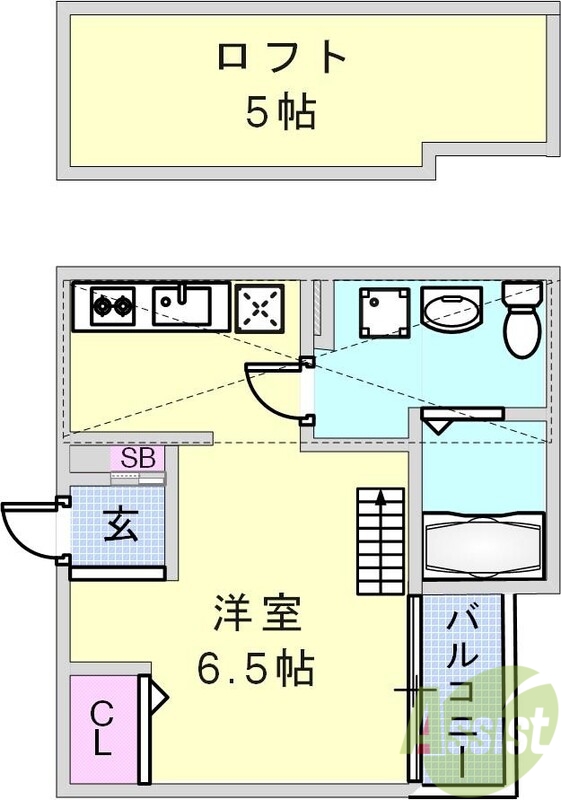 神戸市長田区長尾町のアパートの間取り