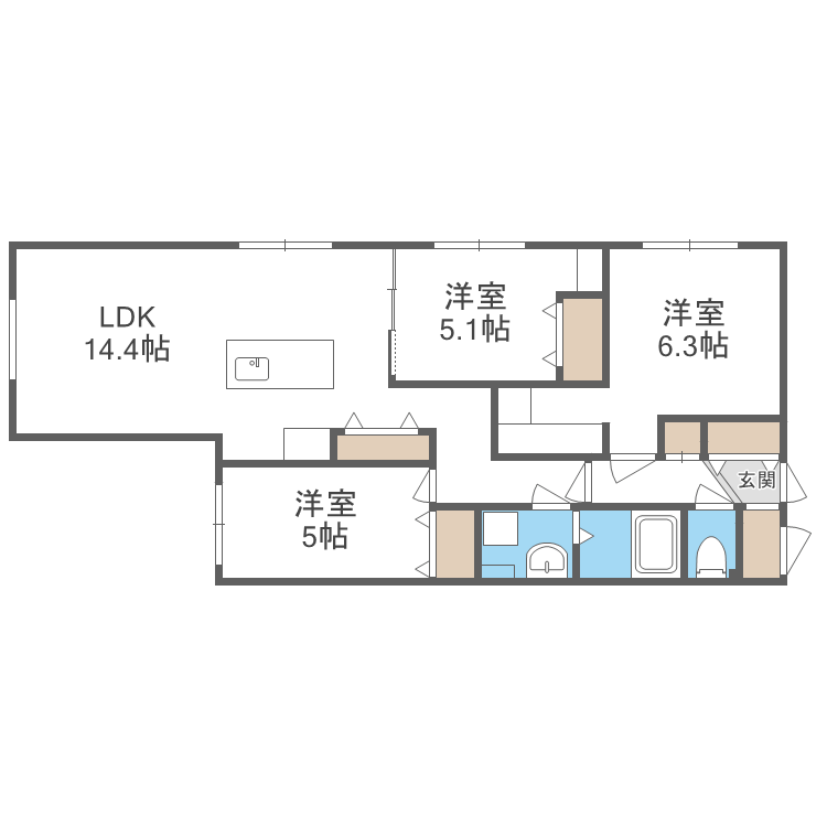 北海道札幌市中央区南十七条西１１（マンション）の賃貸物件の間取り