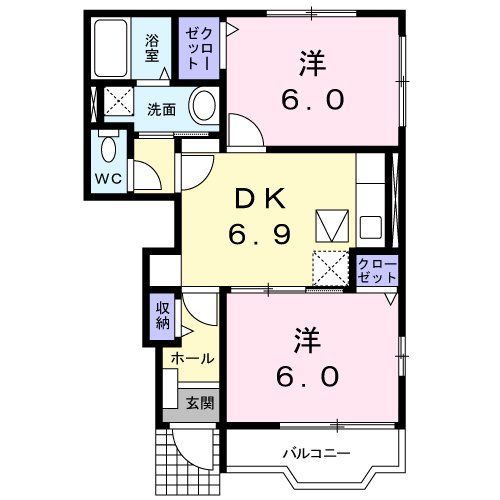埼玉県さいたま市中央区上峰２（アパート）の賃貸物件の間取り