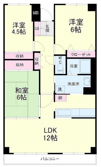 浜松市中央区中郡町のマンションの間取り