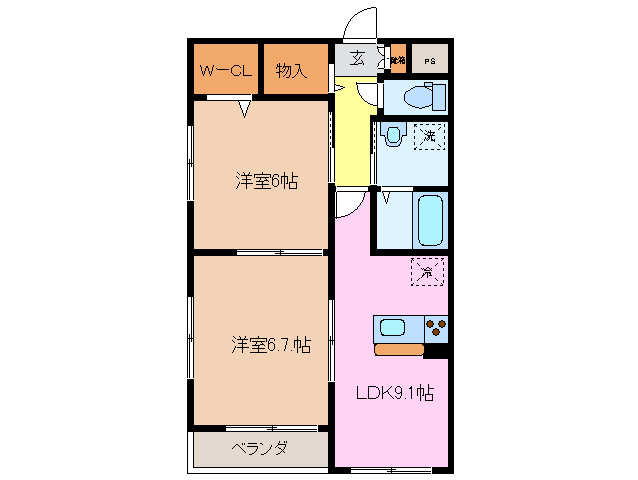 松阪市小野江町のアパートの間取り