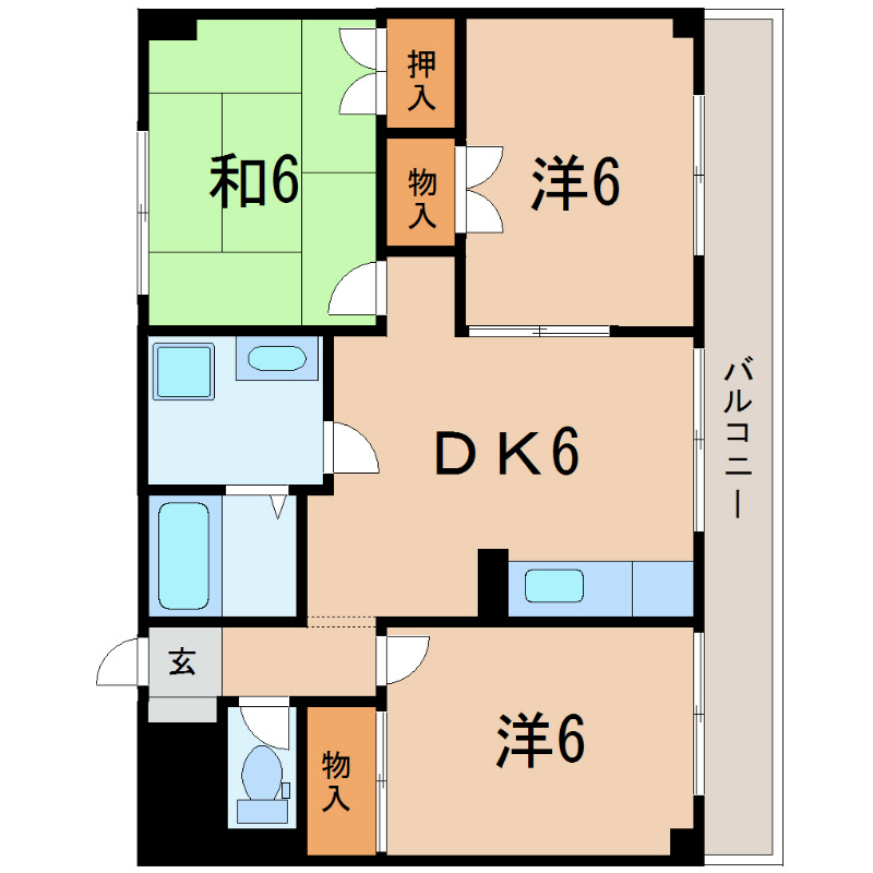 守山市播磨田町のマンションの間取り