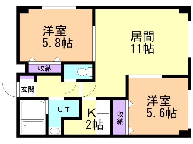 函館市海岸町のマンションの間取り