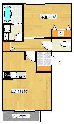 姫路市岡田のアパートの間取り