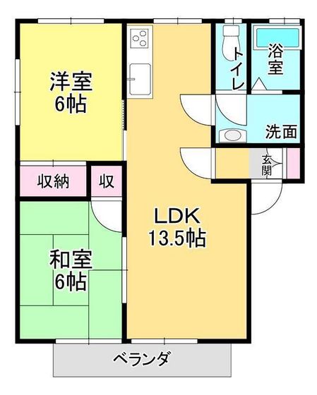 岡山市中区円山のアパートの間取り