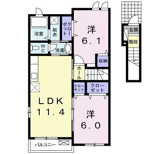 朝倉市馬田のアパートの間取り