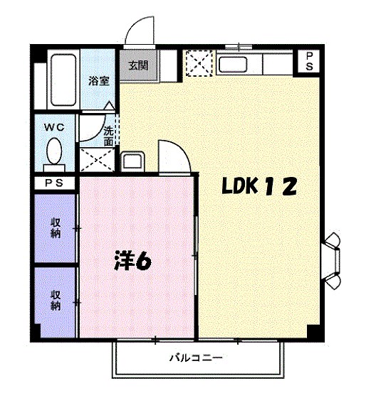 西宮市山口町中野のアパートの間取り