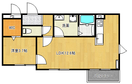 広島市西区己斐中のアパートの間取り