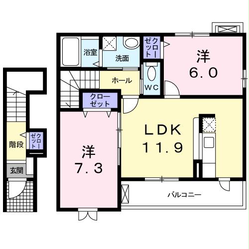 高崎市貝沢町のアパートの間取り