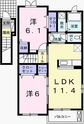 姫路市継のアパートの間取り