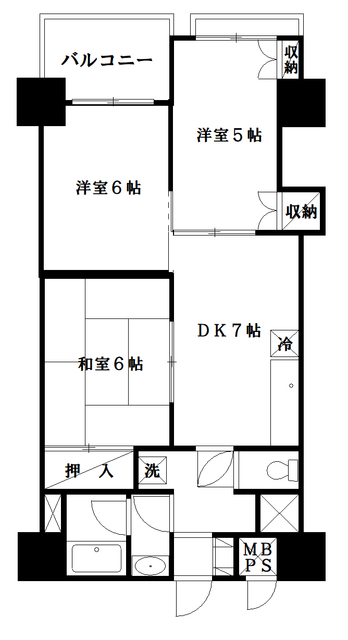 仙台ニュースカイマンション1号棟の間取り