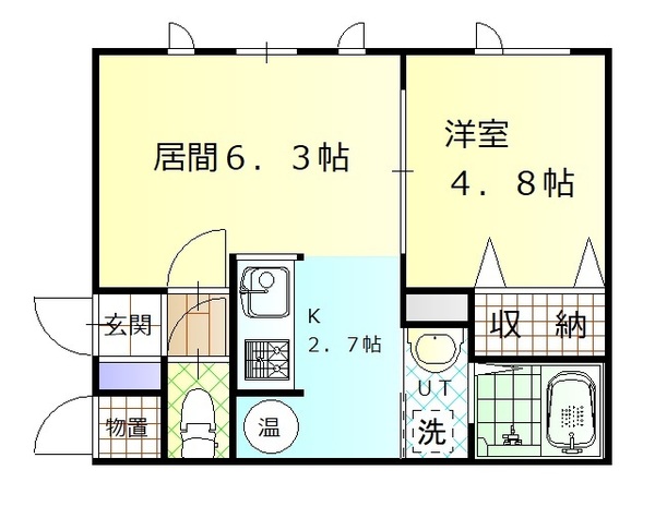 旭川市末広八条のアパートの間取り