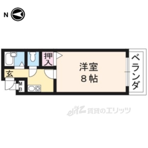 京都市山科区北花山大林町のマンションの間取り