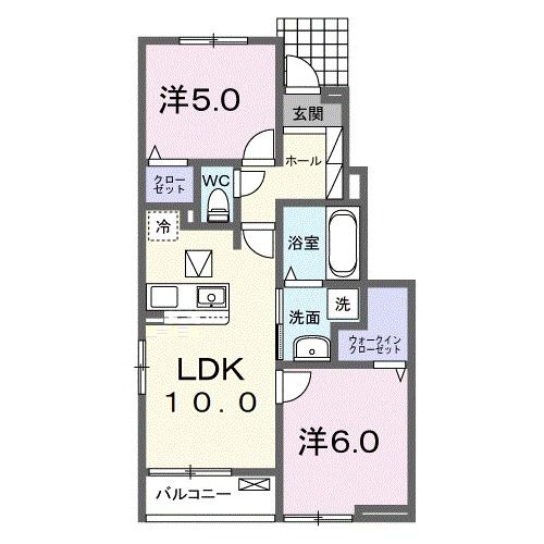 仙台市宮城野区清水沼のアパートの間取り