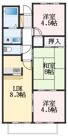 和泉市富秋町のアパートの間取り