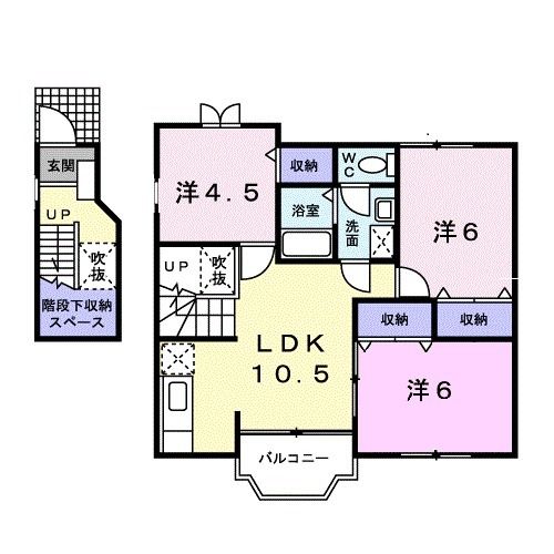 松阪市曽原町のアパートの間取り