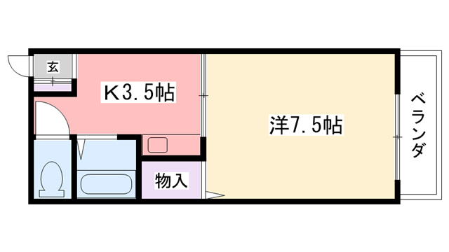 西宮市津門大箇町のアパートの間取り