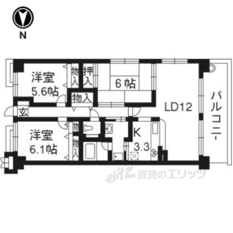 大津市松山町のマンションの間取り