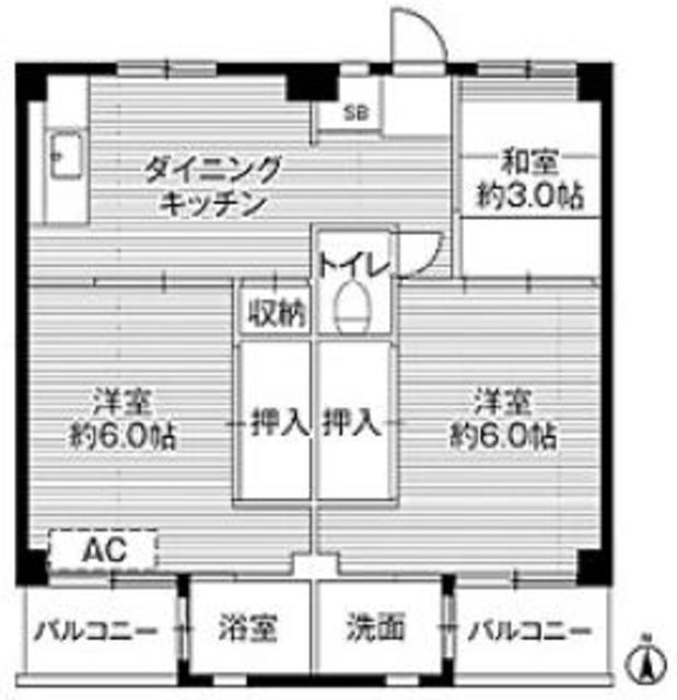 ビレッジハウス向ヶ丘6号棟の間取り