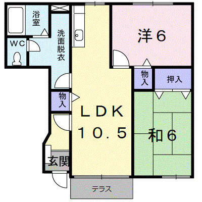 橋本市原田のアパートの間取り