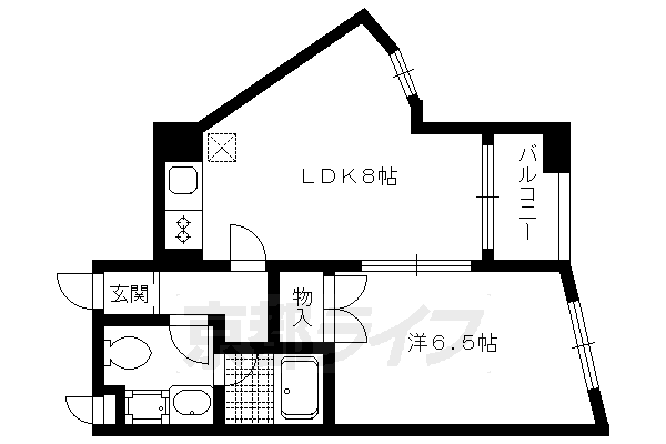 京都市北区小山下内河原町のマンションの間取り