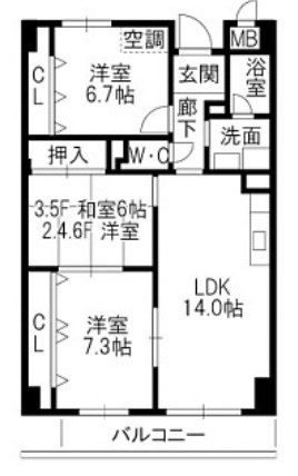 大阪府東大阪市岩田町６（マンション）の賃貸物件の間取り