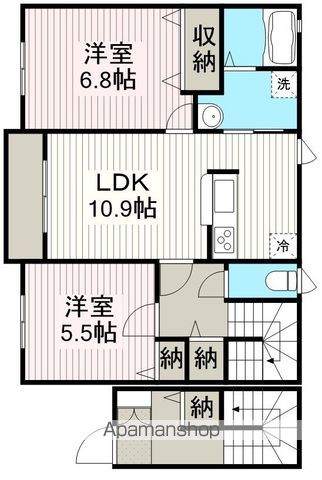東武東上線 川越市駅 徒歩12分 2階建 築16年の間取り写真