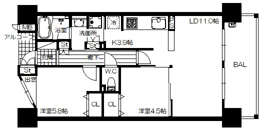 ウィズマークス加古川駅前の間取り