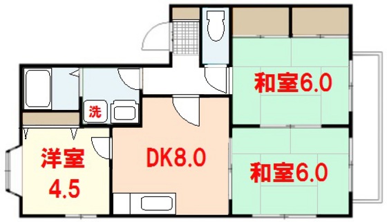 広島市安佐北区可部南のアパートの間取り