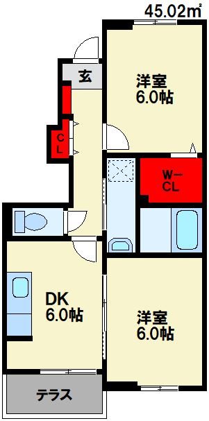 嘉麻市上臼井のアパートの間取り