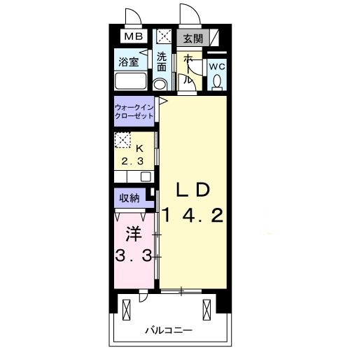 大和高田市大中東町のマンションの間取り