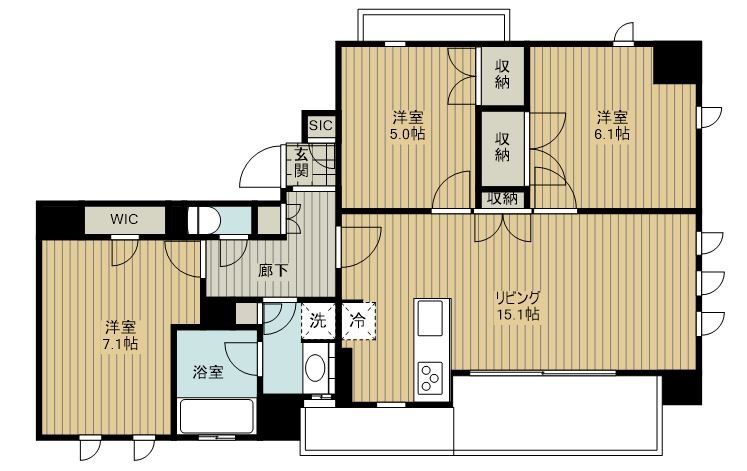 調布市富士見町のマンションの間取り