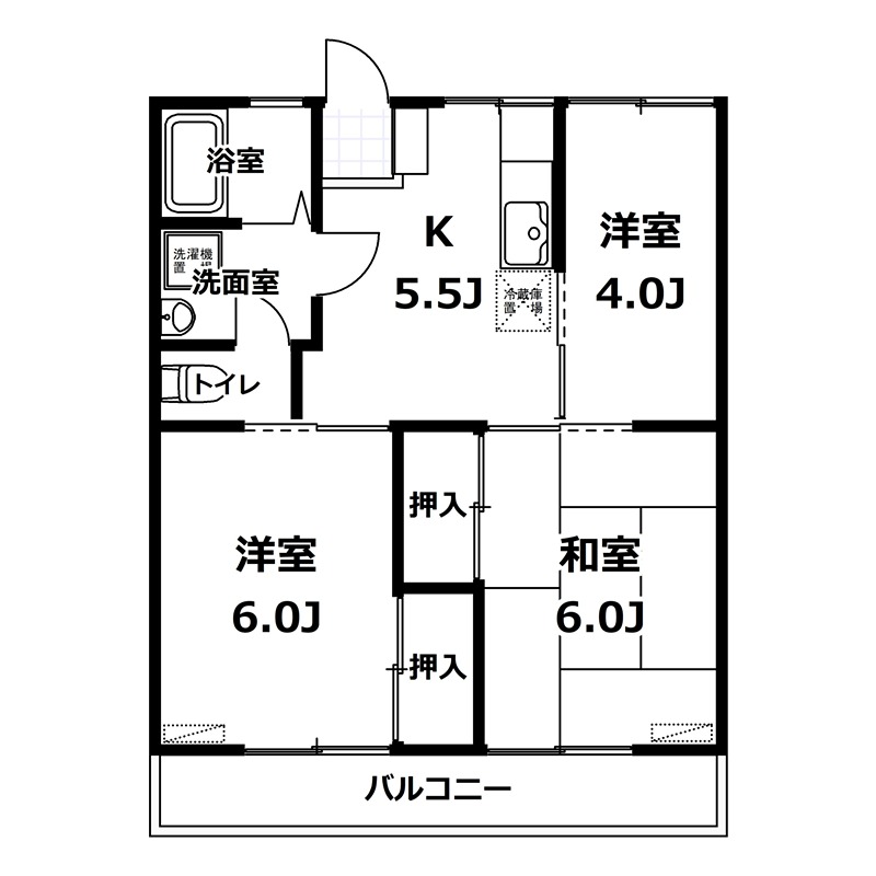 五反畑ハイツの間取り