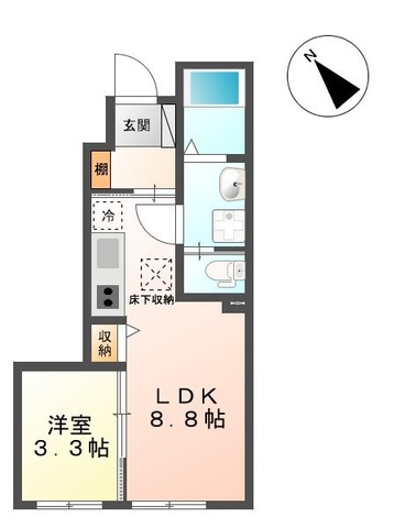 仙台市宮城野区岩切のアパートの間取り