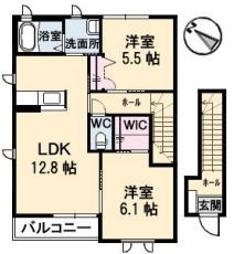 倉敷市浦田のアパートの間取り