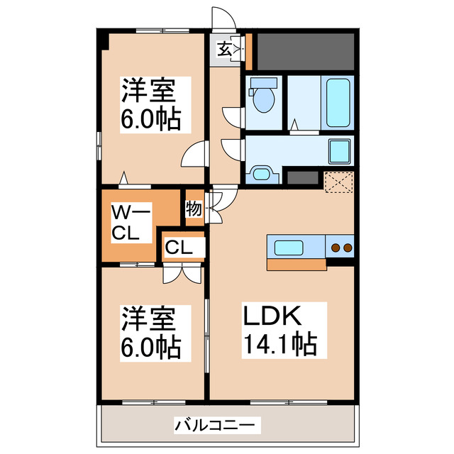 熊本市東区保田窪のマンションの間取り