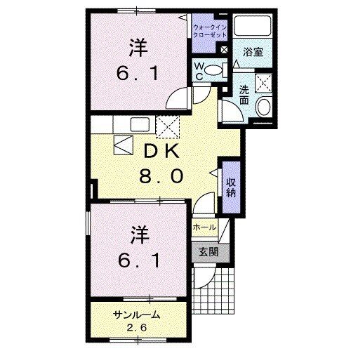 柳川市新船津町のアパートの間取り