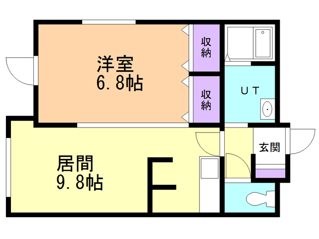 北広島市稲穂町西のアパートの間取り