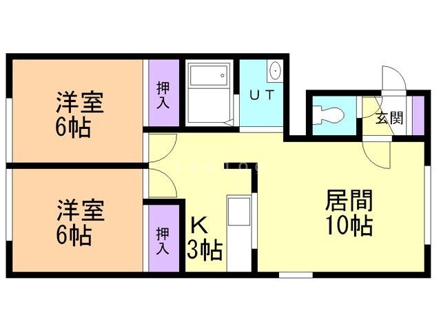 札幌市北区拓北六条のアパートの間取り