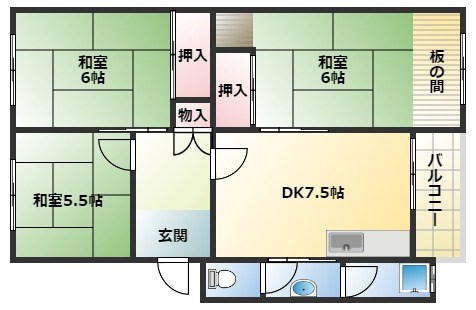 東園田団地6号棟の間取り