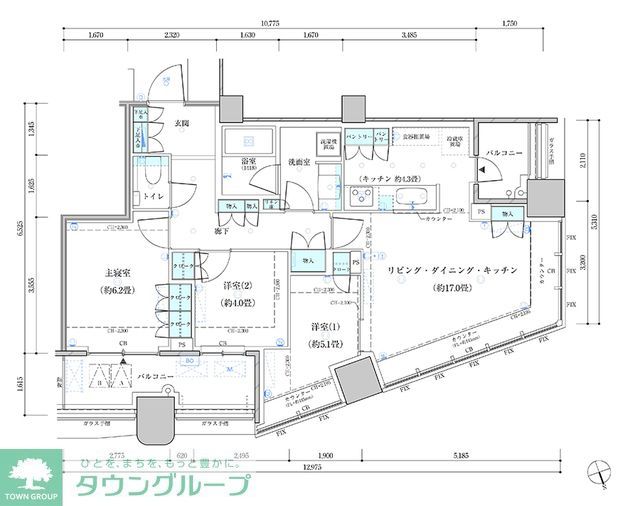 パークタワー勝どき　サウス棟の間取り