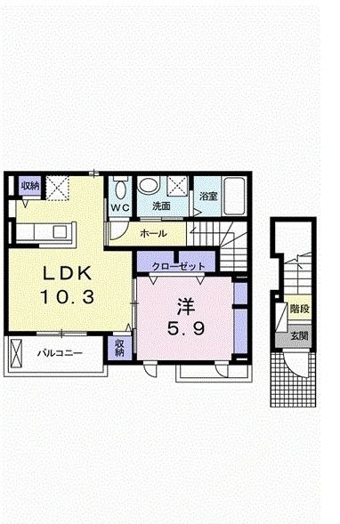 宇和島市柿原のアパートの間取り