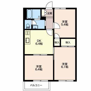 御殿場市東田中のアパートの間取り