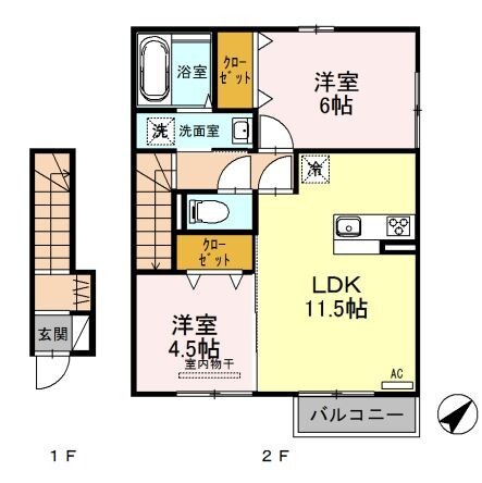 郡山市水門町のアパートの間取り