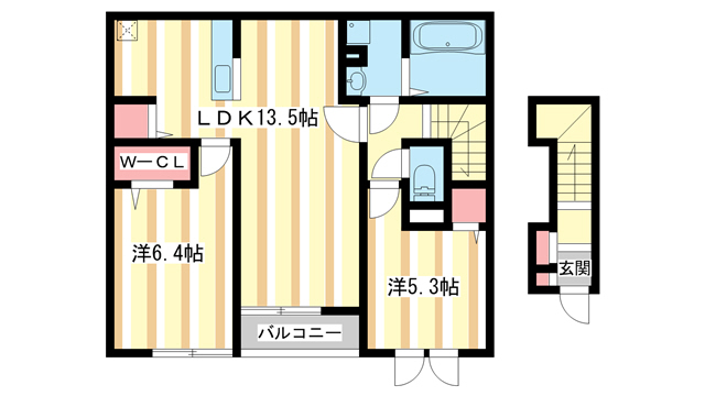 天理市田部町のアパートの間取り