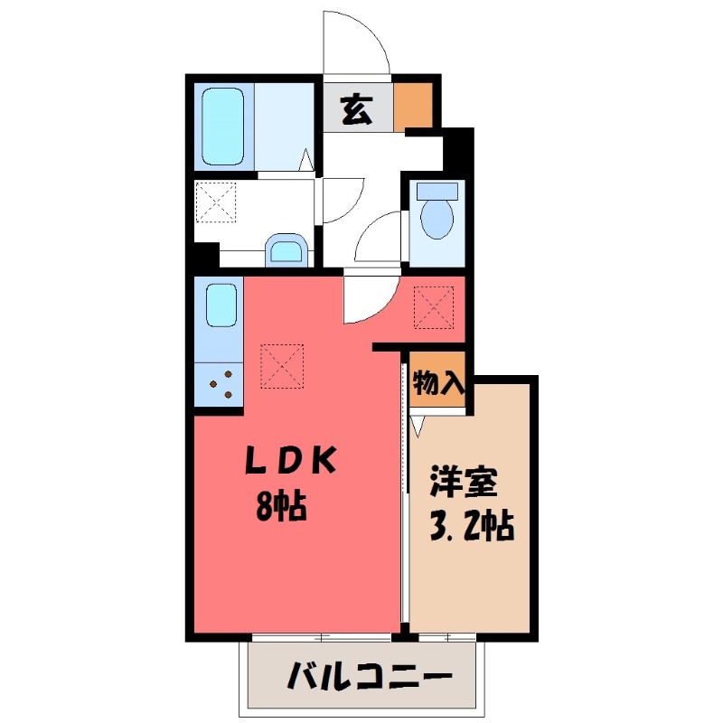 塩谷郡高根沢町大字宝積寺のアパートの間取り