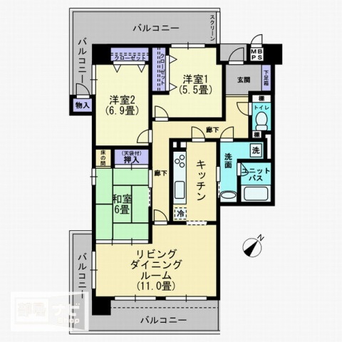 アルファシティ屋島四番館の間取り写真