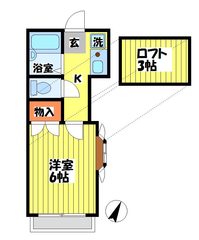 小田急線 下北沢駅 徒歩3分 2階建 築33年の間取り写真