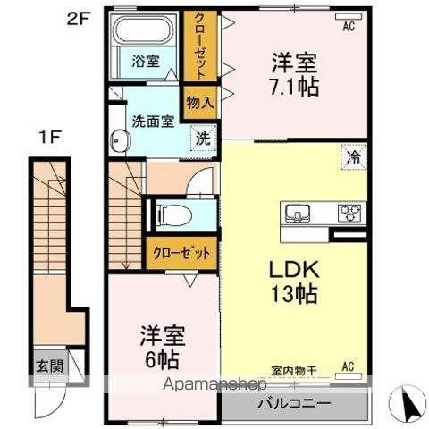 東海道新幹線 岐阜羽島駅 バス乗車時間：49分 最寄りバス停で下車 徒歩3分 2階建 築9年の間取り写真